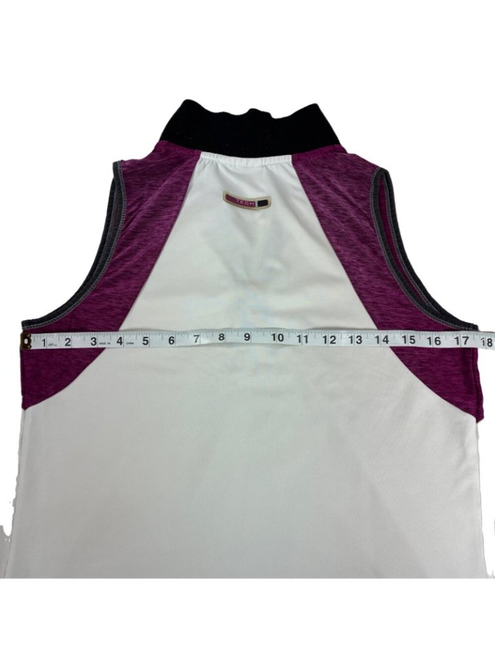 Tail Tech Womens M Sleeveless Quarter Zip Golf Polo Shirt White Purple Medium - Picture 6 of 9